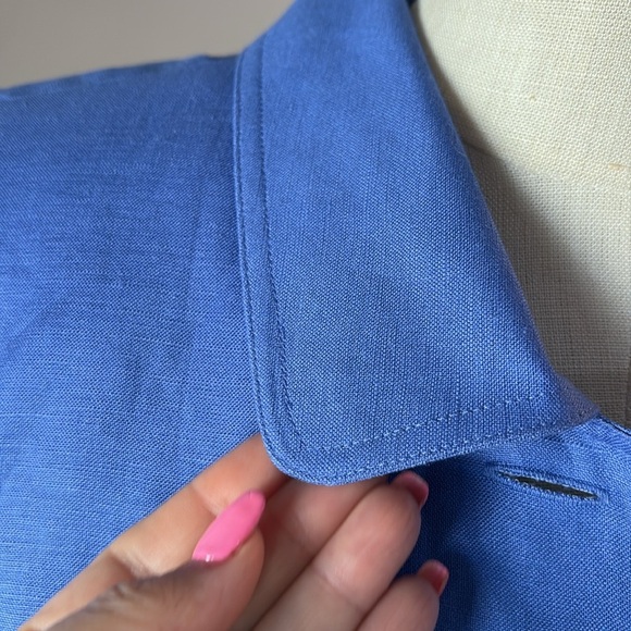 Jessica Howard petite Blue linen 2 piece dress and short sleeve jacket career 6P - Picture 5 of 17